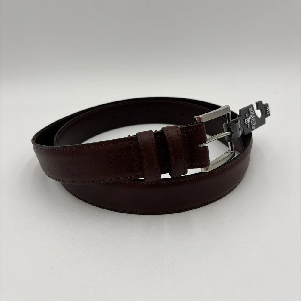 Allen Edmonds Wide Basic Leather Belt Chili Brown Italian Calfskin Mens Sz 40